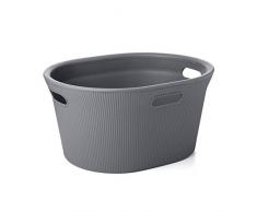 Tatay Baobab Cesta para la Colada, Plástico polipropileno, Gris antracita, 35 litros de capacidad. 52 x 42,5 x 26,5