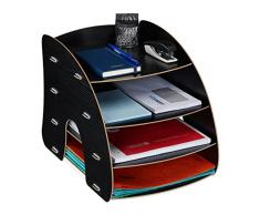 Relaxdays Almacenamiento de Documentos, 4 Compartimentos, estantes Cartas, Organizador tamaÃ±o A4, Alto x Ancho x 25,5 x 34,5 cm, Color Negro