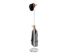 Relaxdays Perchero Pie, Madera, Blanco, 175 x 34 x 34 cm