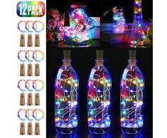 Luces de pared con corcho, 15 ledes de alambre de cobre con pilas, 12 luces LED para Navidad, Halloween, bodas, decoraciÃ³n de mesa, habitaciÃ³n de los niÃ±os, multicolor