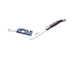 LAGUIOLE - Cofre Cuchillo Plegable y Afilador diseño de Llavero - Util para actividades al aire libre - acero inoxidable, madera de pakka - Marrón oscuro