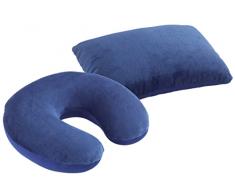 Maximex 9939890500 - Almohada de Viaje 2 en 1 con cojÃ­n para el Cuello, compacta, para Viaje, Camping, Vacaciones, Color Azul, 32 x 10 x 20 cm