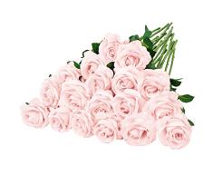 GONICVIN Flores Artificiales, 20 Rosas Artificiales con Tallos Largos, Ramos de Flores realistas para Manualidades, Bodas, Fiestas, hogar, Decoraciones del dÃa de San ValentÃn (Rosa Coral)