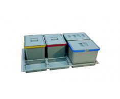 ELLETIPI Metropolis PTC28 09050 2F C10 PPV - Cubo de Basura de Reciclaje de cajón, Gris, 81 x 46 x 28 cm