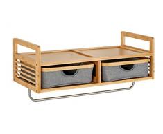 WENKO Perchero de pared Â«BahariÂ», estanterÃ­a mural de calidad hecha de bambÃº sostenible, con 2 cajones, repisa y barra para ropa, mucho espacio para accesorios y ropa, 67 x 30 x 30 cm