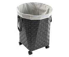 Versa 19485335 Cesta Ropa C/Ruedas Gris Oscur, 50x39x39cm, Nylon