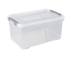 Allibert Caja Handy Plus de almacenaje Transparente con Tapa y Asas en Plata de 50 litros.