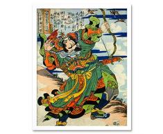Hua Rong Little Li Guang 108 Heroes Water Margin Utagawa Kuniyoshi Japanese Woodblock Reproduction Art Print Framed Poster Wall Decor 12x16 inch PequeÃ±o HÃ©roe Agua japonÃ©s Madera PÃ³ster pared