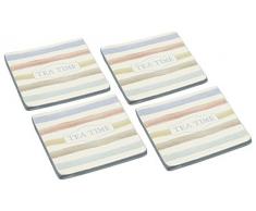 Kitchencraft Classic de estilo vintage cerámica bebida posavasos, multicolor, Set de 4