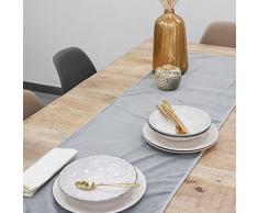 Camino de Mesa de Terciopelo con Borde Bordado, Camino para decoraciÃ³n de Mesa, manteles Individuales de Terciopelo, Camino Decorativo para Comedor, Cocina, Gris, 150 x 45 cm