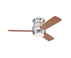 Westinghouse Lighting Halley Ventilador de Techo, Acabdo en nÃ­quel cepillado con aspas reversibles en arce/cerezo oscuro