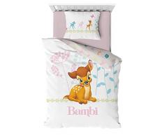 AYMAX S.P.R.L. Juego de Ropa de Cama Infantil, diseño Reversible de Bambi, Funda nórdica de 100 x 135 cm y Funda de Almohada de 40 x 60 cm, algodón