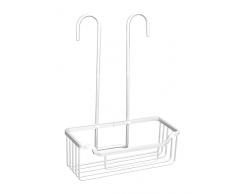 WENKO Soporte termostático para ducha Milo, estanterÃa con tapas de plástico para colgar en la griferÃa, espacio de almacenamiento adicional, estante de baño de aluminio 25 x 36 x 14 cm, plata