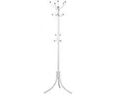 DRW Perchero de pie con Multiples colgadores de Metal en Blanco 53x53x180cm, Alt.Poste 172cm