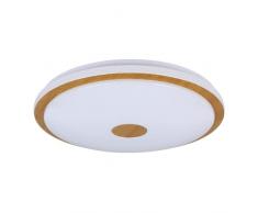Eglo LED lámpara de techo Lanciano 1, luz regulable con mando a distancia, iluminación de techo con efecto cristal metálica, madera y plástico en blanco y marrón, à 50 cm