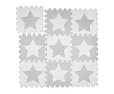 Relaxdays Alfombra Puzle Bebé, 9 Piezas, Goma EVA, Colchoneta 91 x 91cm, Sin Sustancias Nocivas, Suelo Juego, Gris Claro