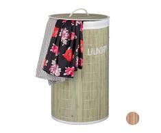 Relaxdays Cesto Ropa Sucia con Tapa y Plegable, Verde 50 litros