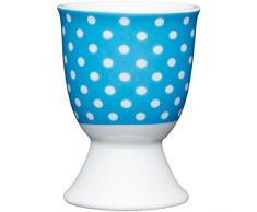 Kitchen Craft - Huevera de porcelana, diseño de lunares, 9 x 12 x 16 cm, color azul