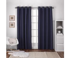 Exclusiva casa Cortinas niños con Textura Lino térmica Ojal en la Parte Superior Ventana Cortina Panel par, Azul Marino, 54 x 96 cm, 2 Piezas