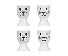 Kitchen Craft KCEGGCD4PC Juego de hueveras, Porcelana