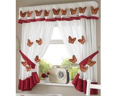 Butterflies 21 Mariposas Cortinas Plisadas de Cocina Cortinas y Abrazaderas, Blanco/Naranja, 46 x 42 Pulgadas, poliéster, Blanco y Naranja, 46 x 42-Inch