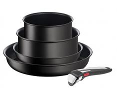 Tefal Ingenio Unlimited On - Juego de 2 sartenes + 2 cazos + Mango extraÃble: Sartenes 28 cm, cazos, sartenes antiadherentes, revestimiento titanio, Thermo-signal, apto lavavajillas