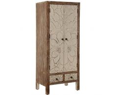 DRW Armario con 2 Puertas y 2 cajones de Madera, Abeto y DM repujada 50x35x121cm