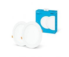 Garza - Pack x2 Downlight LED Empotrable Circular Extraplano 18W (1600 lm), 225 mm, Luz neutra 4000K, 30.000h, Ojo de buey LED para techo, Blanco