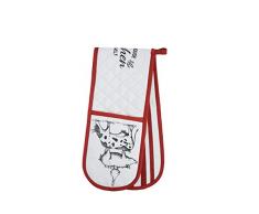 KitchenCraft - Guantes dobles para horno, 100% algodón, color blanco/rojo, 87 x 18 cm