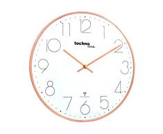 Technoline Moderna, Filigrana Radio Reloj de Pared con glasabdeckung arqueada y un Muy Ã¼bersichtlichen Esfera, 40Â cm de diÃ¡metro, Color Rosa de Oro