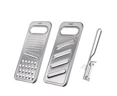 Westmark 100222E6 - Rallador universal (3 piezas: rallador de pepinos y pelador, acero inoxidable, acero y famos, plata)