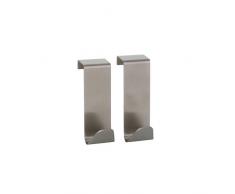 axentia Doble Gancho, 2Â Toallas de Mano Ganchos de Acero, Gancho para Colgar, sin Agujeros y Pegar, Aprox. 7,5Â x 6Â cm, Plata