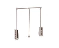 EMUCA - Barra de armario abatible, perchero basculante, colgador abatible para armario, anchura regulable 600-830mm, acabado gris piedra