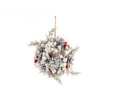 DRW Bola de Navidad Colgante de Madera Gris Blanca y roja