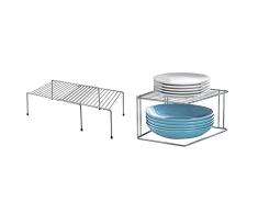 Metaltex Adapto Estante Extensible, Plata, 57/33X24X15 + Boxe-Rinconera 2 Alturas 15X25X25Cm, Metal, Gris
