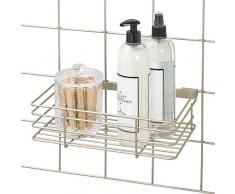 iDesign Cesta colgante para sistema modular, gran estante de pared de metal para cocina, baño y oficina, cesto organizador para su correspondiente rejilla de pared, plateado mate