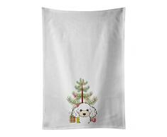 Juego de 2 Toallas de Cocina con árbol de Navidad y caniche Blanco