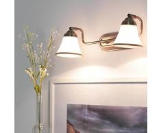 Lámpara decorativa de baño con 2 luces, aspecto de bronce. 2 bombillas E14 IP20, luz para espejo de baño de estilo modernista