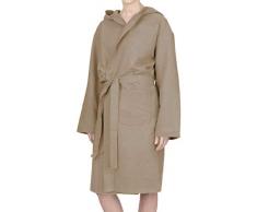 PETTI - Albornoz, Albornoz Mujer, Albornoz Hombre, Albornoz Unisex, Albornoz Microfibra, Albornoz con Capucha Bolsillos y CinturÃ³n, Gris Pardo