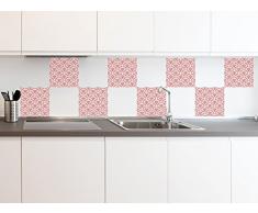 PLAGE Adhesivos para Azulejos y decoración de la Pared, Vinilo, Rojo, 15x15cm