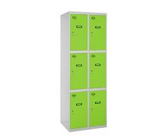 SimonRack SIMONLOCKER Prof. Mon. 3 Doors 2/6 400 (800) GR/VE Taquilla Metalica, Gris/Verde, Grande