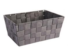 Excelsa Cross Cesta de Almacenaje, Plástico, Gris, 25 x 11 x 17,5 cm