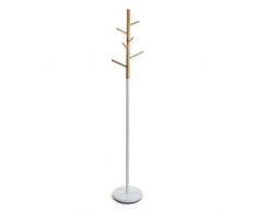 Versa 18790697 Perchero pie blanco - Metal y madera 171x28x28cm, 6 colgadores