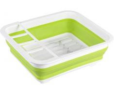 Wenko Escurreplatos Plegable, Polipropileno, Blanco y Verde, 31x36.5x13 cm