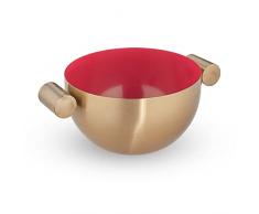 Relaxdays Cuenco de acero inoxidable, diÃ¡metro de 15 cm, cuenco redondo de metal para hornear y servir, cuenco de cocina, dorado/rojo
