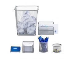 Relaxdays Juego de Escritorio Completo, Metal, Plateado, 30 x 27 x 27 cm, 6 Unidades