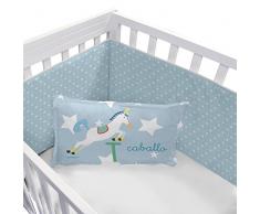 Rubio Hogar Protector de Cuna Circo, AlgodÃ³n, Azul, Individual, 40x28x0.10 cm