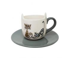 Enesco Love Cats Taza con Platillo, CerÃ¡mica, Multicolor, 8x8x8 cm, 12 Unidades