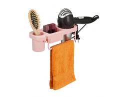Relaxdays taladrar, plÃ¡stico, Cables y estantes, Soporte para secador de Pelo, para Pared, 9 x 30 x 10,5 cm, Color Rosa, 100%, 9x30x10,5 cm