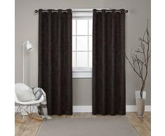 Home Exclusive Exclusiva casa Oxford con Textura satén térmica Ojal de oscurecimiento habitación Superior Ventana Cortina Panel par, Espresso, 52 x 108 cm